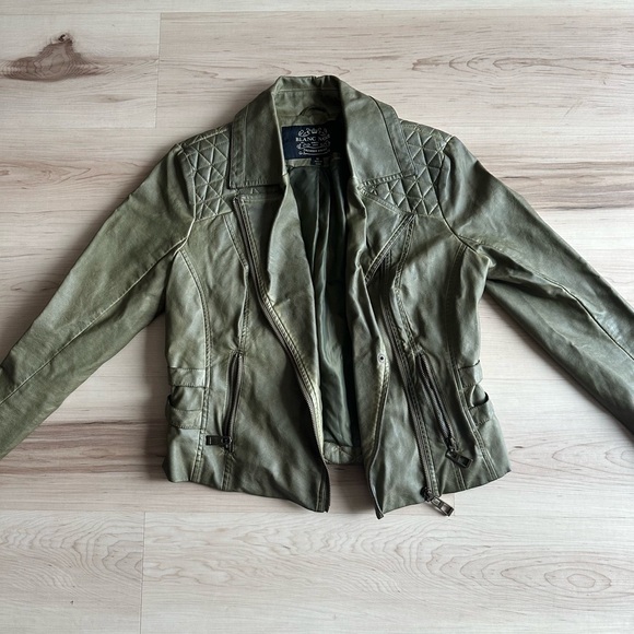 Blanc Noir army green leather jacket - Picture 2 of 6